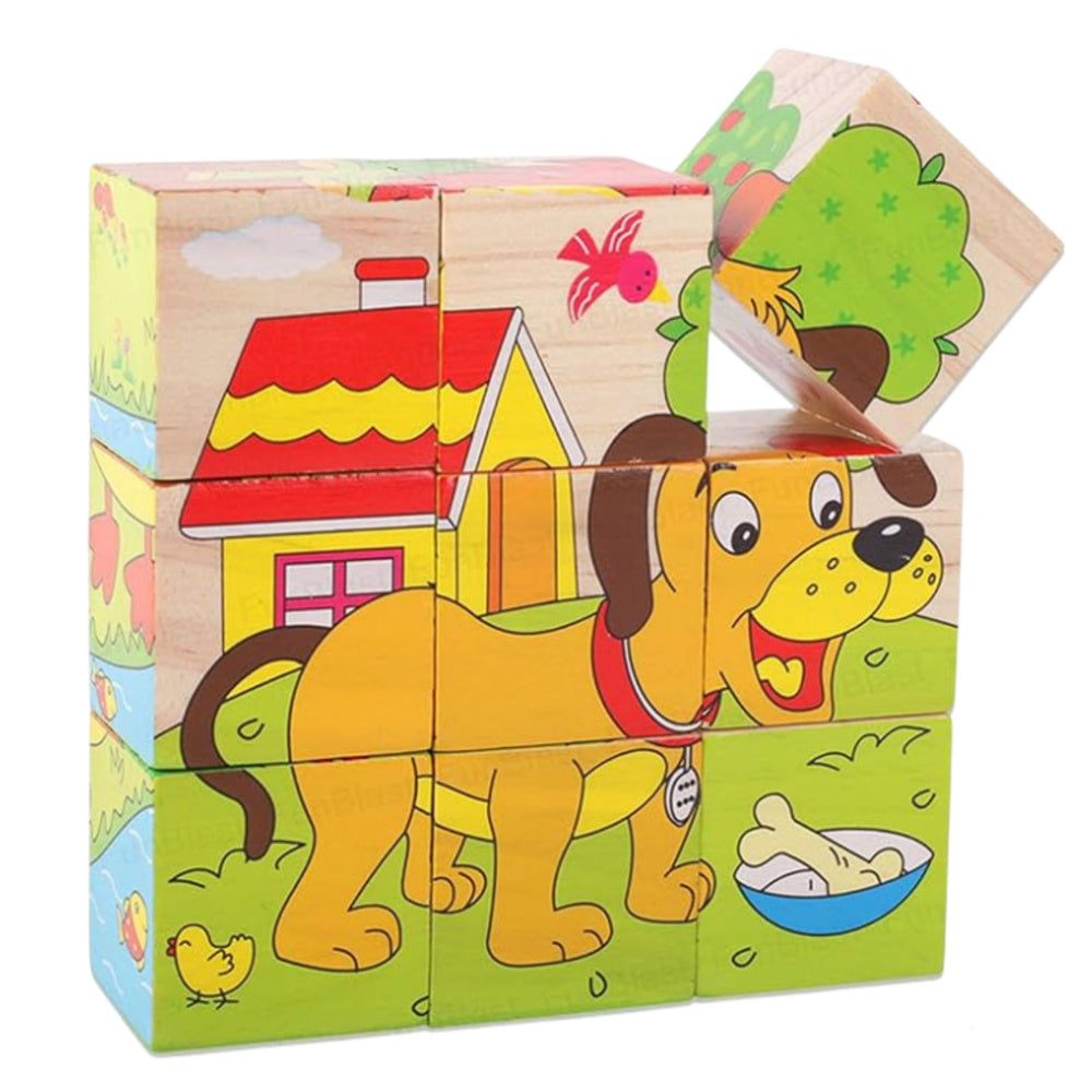LEAN Toys Holzpuzzleblöcke Bauernhof Lernpuzzle Tiere 6 Bilder – Produktabbildung 2