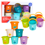 LEAN Toys Badeeimer-Set mit Löchern, farbig, 6-teilig