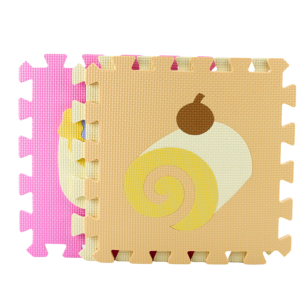 LEAN Toys Weiche Puzzle-Lernmatte EVA-Schaum, Früchte, Süßigkeiten, Pastell, 16-tlg – Produktabbildung 2