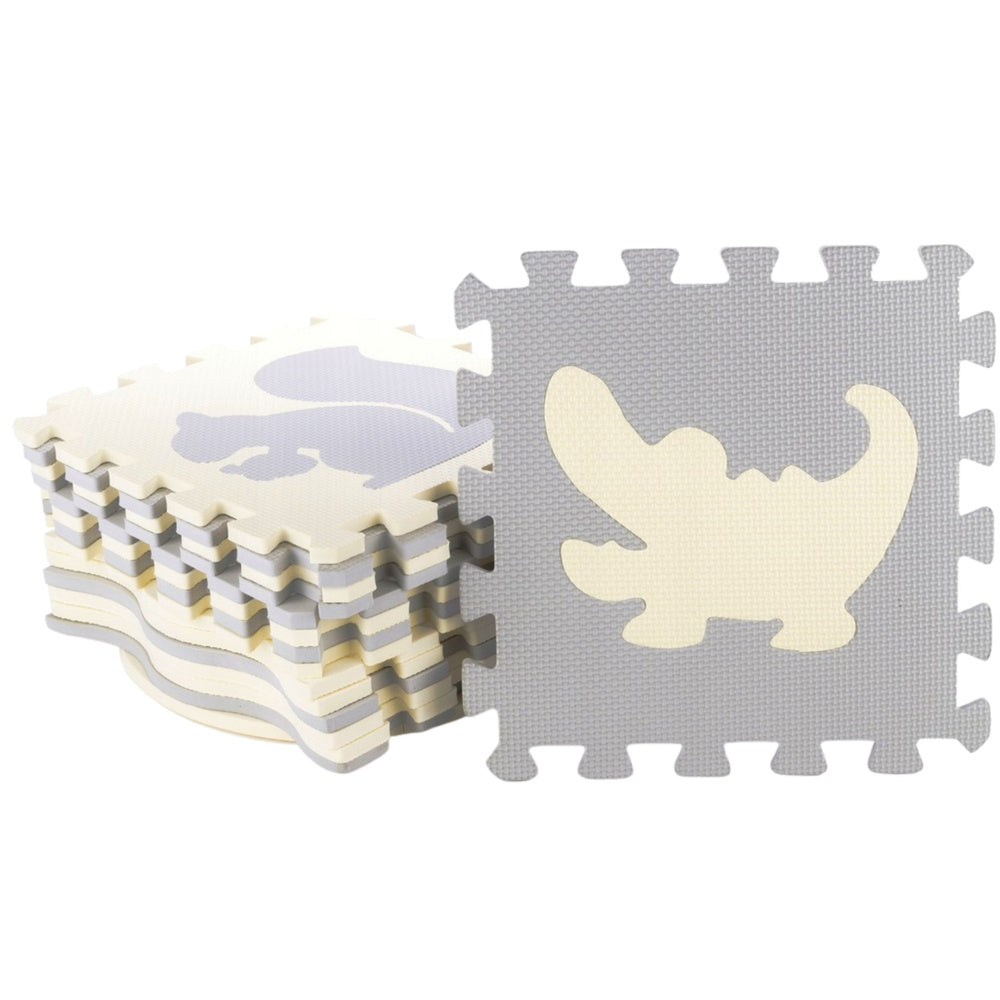 LEAN Toys Weiche Puzzle-Lernmatte Tiere EVA-Schaum Beige Grau 9-tlg – Produktabbildung 2