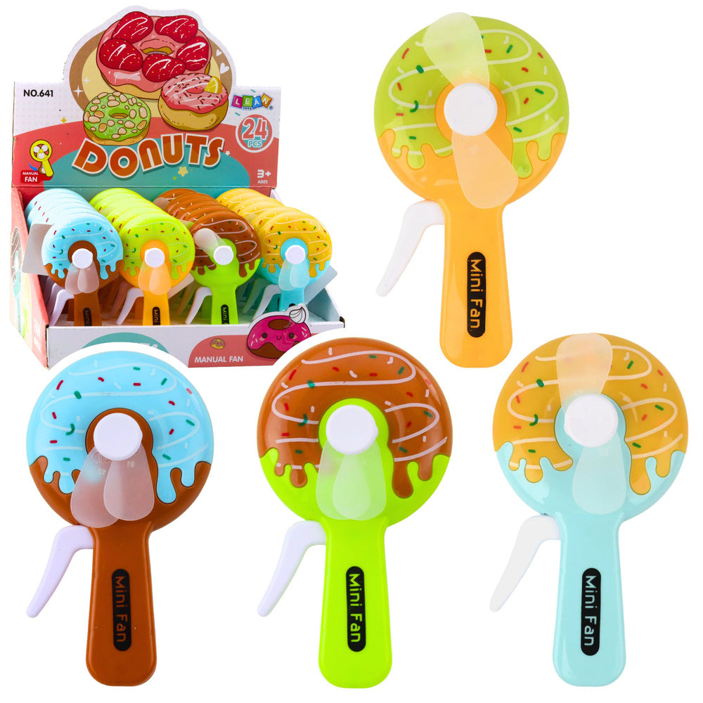 LEAN TOYS Mini-Donut-Windrad-Handfächer für Kinder, 4 Designs