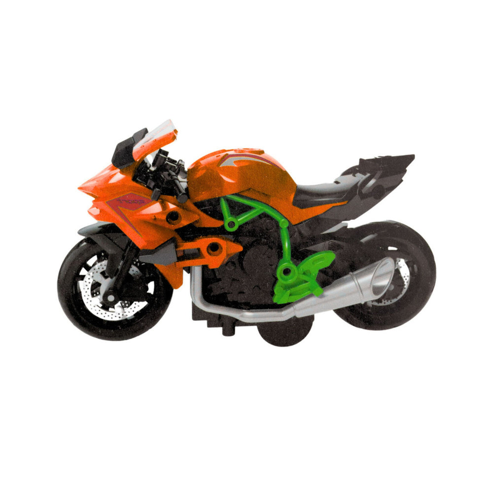 LEAN Toys Motorrad zum Zusammenbauen, Schrauben, Metall, 1:14, DIY, Orange-Grün – Produktabbildung 2