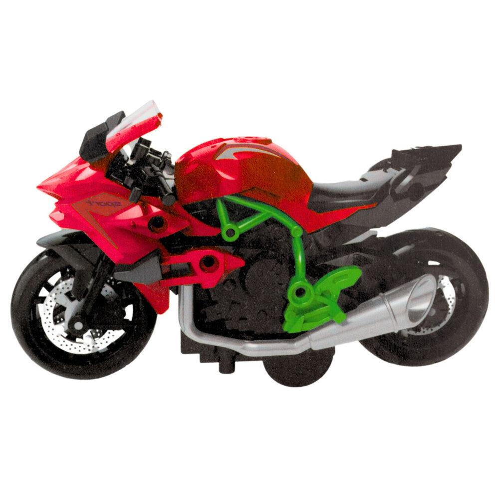 LEAN Toys Motorrad zum Zusammenbauen, Schrauben, Metall, 1:14, DIY, Grün-Rot – Produktabbildung 2
