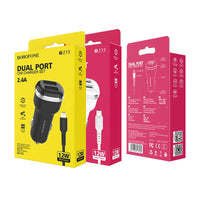 Borofone - Autoladegerät 2x USB Lightning Kabel in Packung, schwarz – Produktabbildung 3