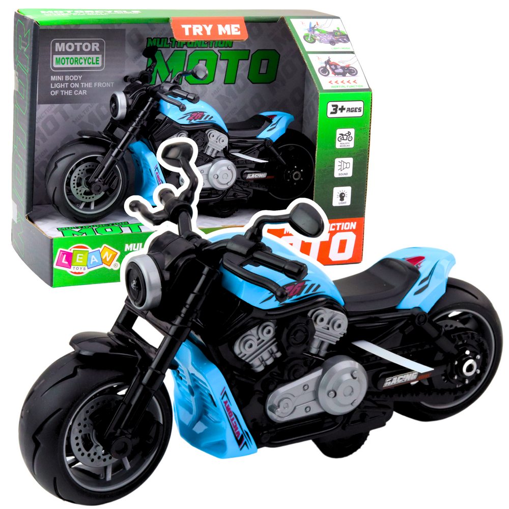 LEAN Toys Batteriebetriebenes Spielzeug-Motorrad mit Motor, Lichtern und Geräuschen, Blau