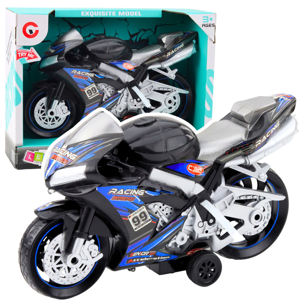 LEAN Toys Rennrad Racer Drive Lichter Sounds Schwarz Blau