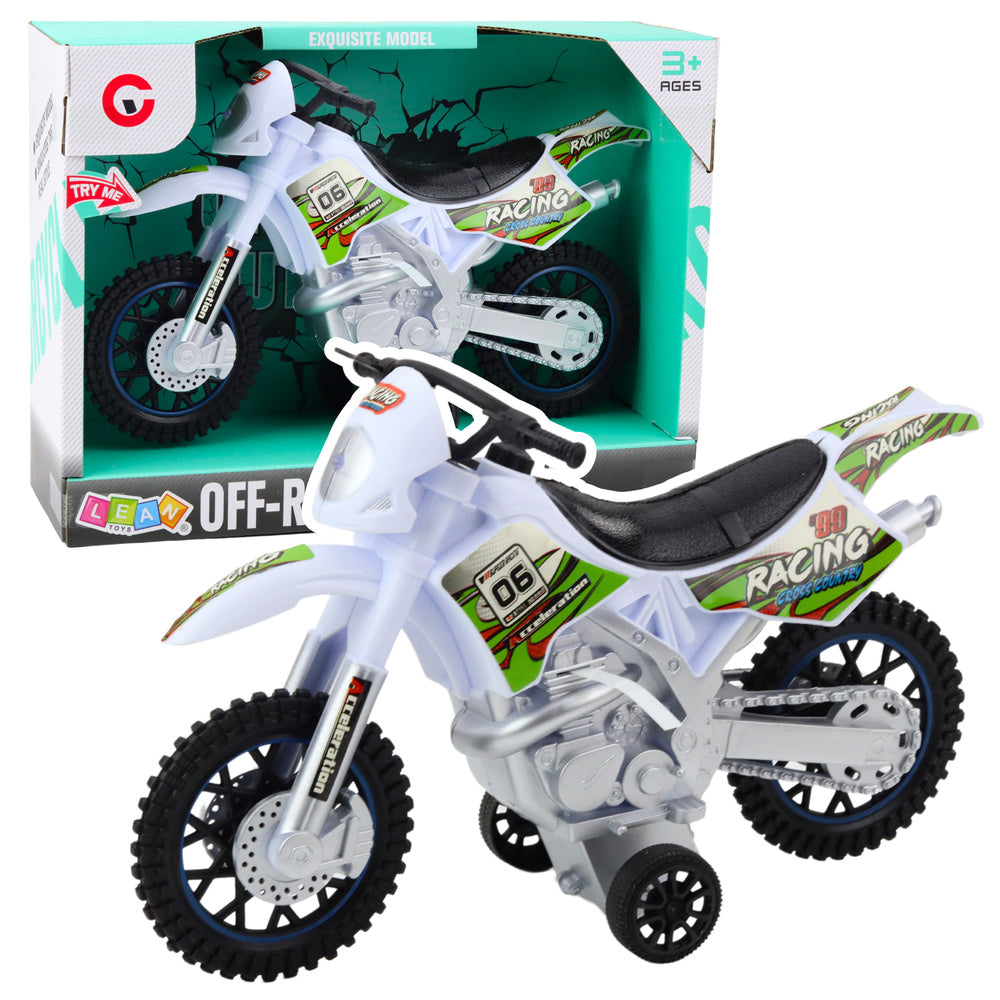 LEAN Toys Motocross Offroad-Fahrt Lichter Sounds Weiß