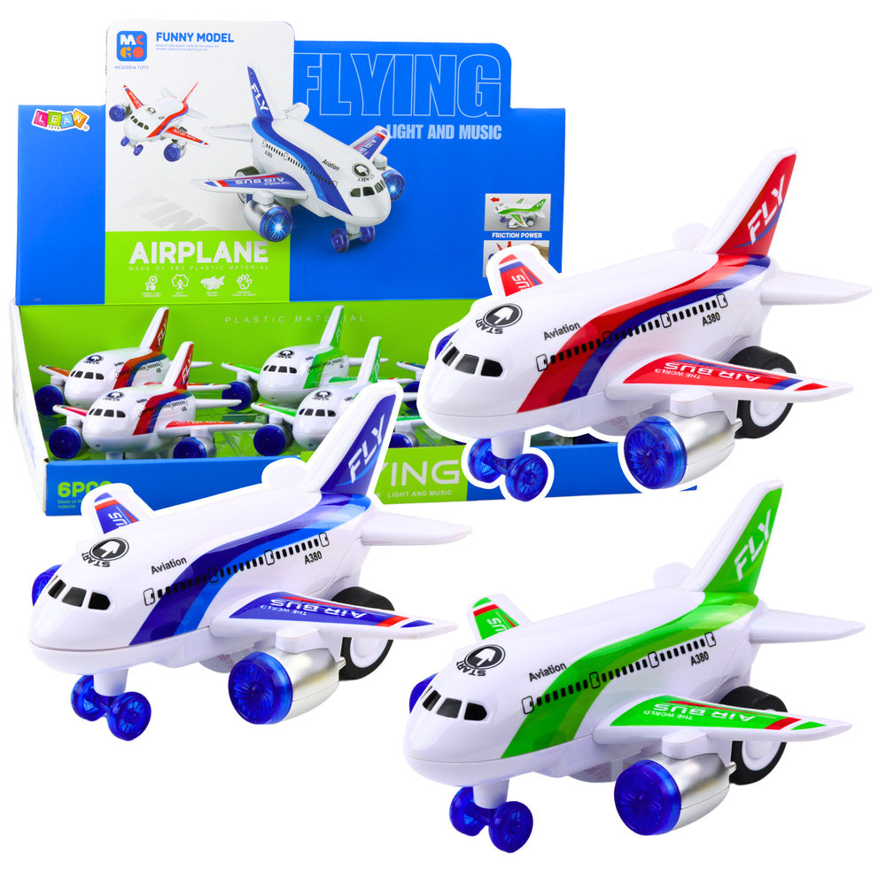 LEAN TOYS Batteriebetriebenes Passagierflugzeug, Lichter, Geräusche, Antriebsmix