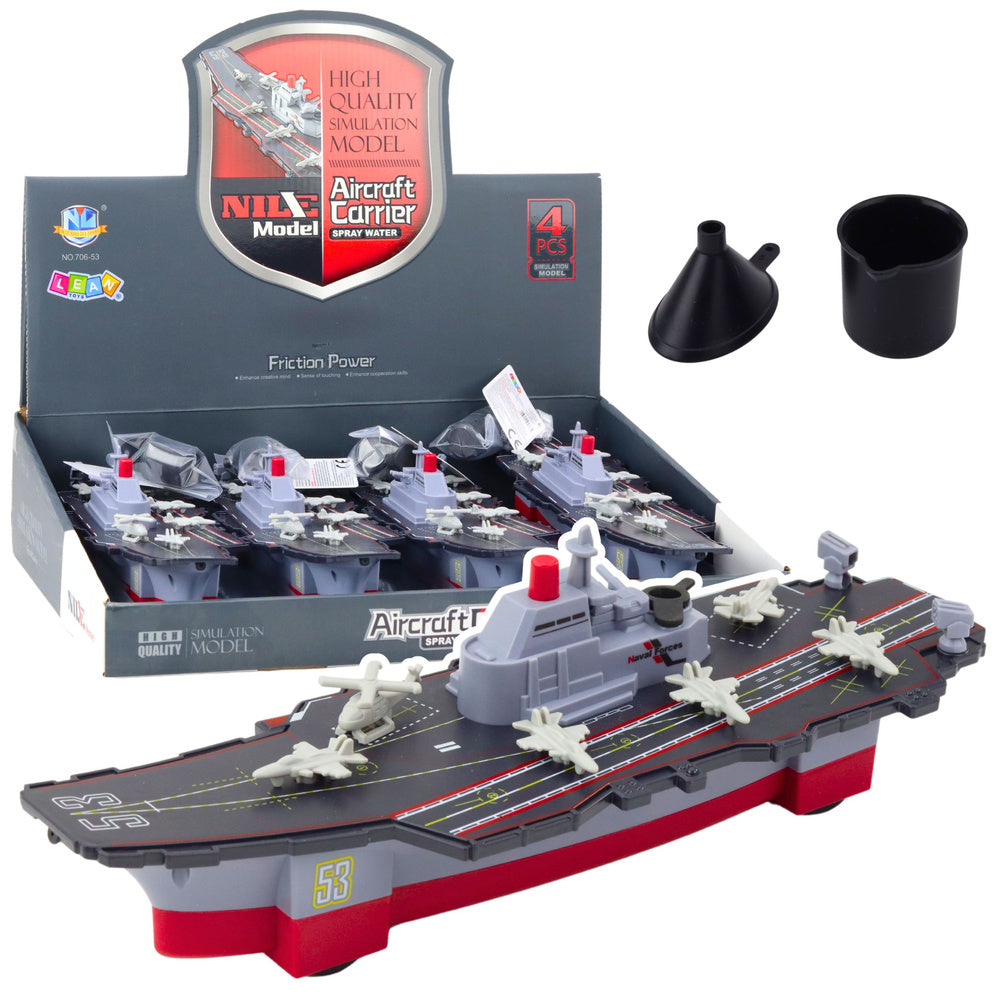 LEAN Toys Flugzeugträger Militärschiff Antrieb Wassereffekt Eimer Trichter