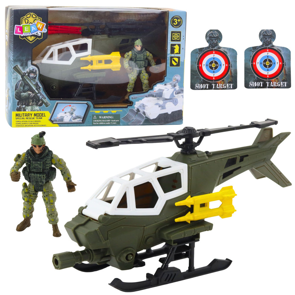 LEAN Toys Militärset: Militärhubschrauber, Soldatenfigur