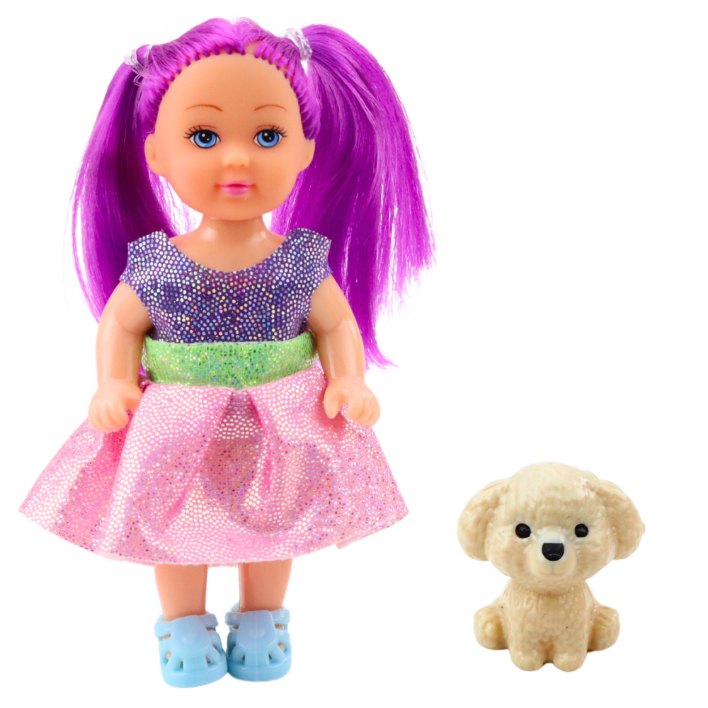 LEAN TOYS Minipuppe im Kleiderset Schülermix 12cm – Produktabbildung 2