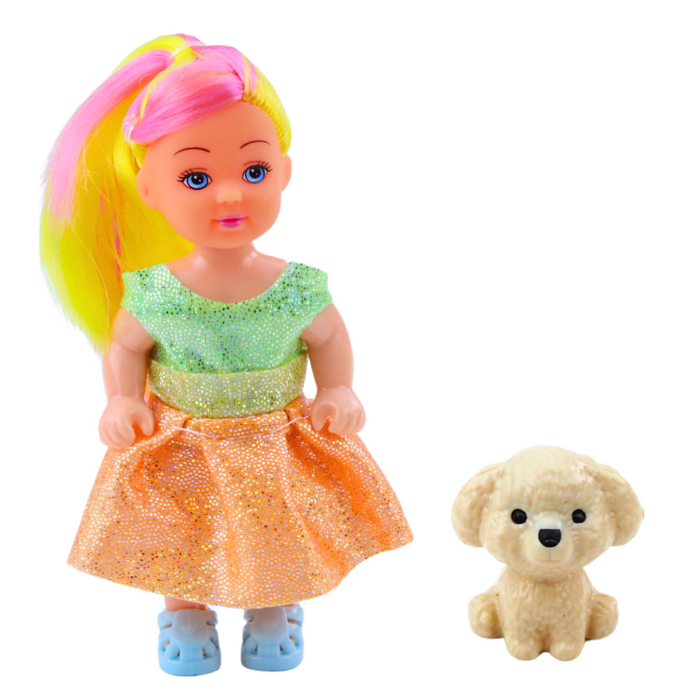 LEAN TOYS Minipuppe im Kleiderset Schülermix 12cm – Produktabbildung 3