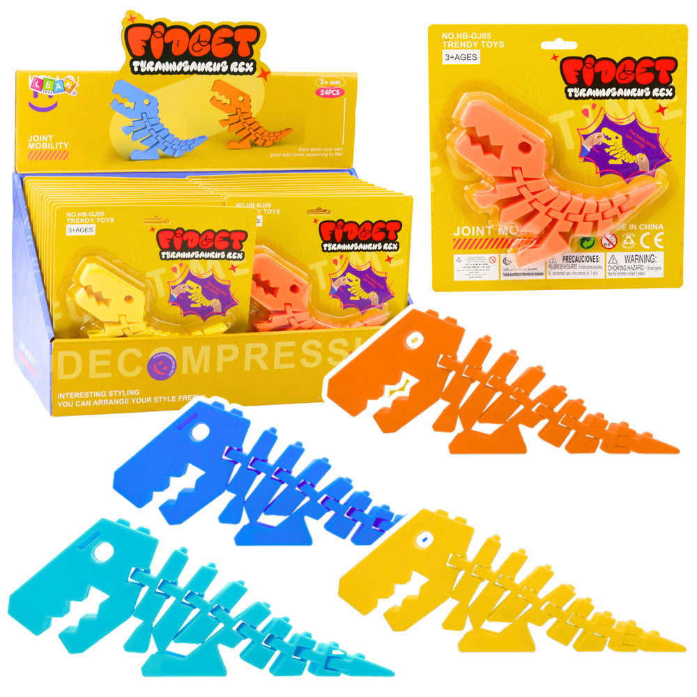 LEAN TOYS Dinosaurier Puzzle Fidget 3D Puzzle Flexibel Biegbar Mix