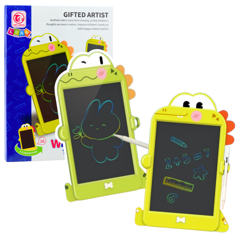 LEAN Toys LCD-Schreib- und Zeichenbrett, Dinosaurier-Stift, Grün