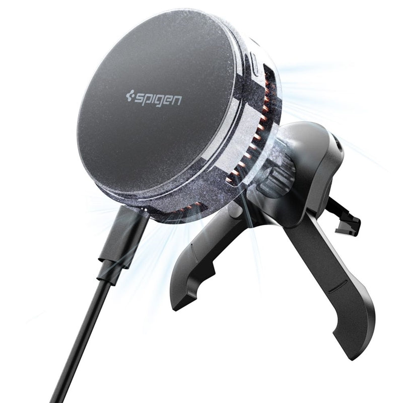 Spigen Essential EV25MFAQ – magnetische Halterung für ventilace s bezdrátovým Laden 25W MagSafe Qi2.2