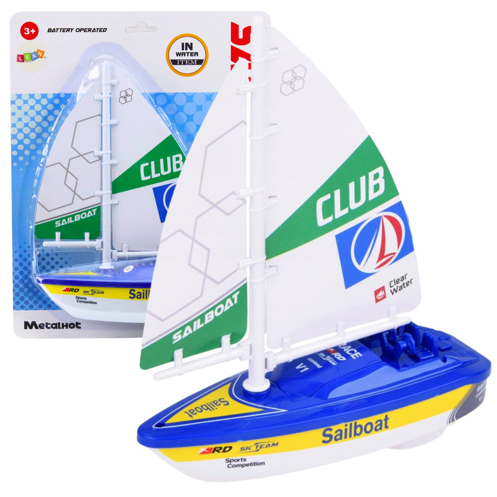 LEAN Toys Segelboot, batteriebetrieben, Wasserboot, Turbinenantrieb, blau