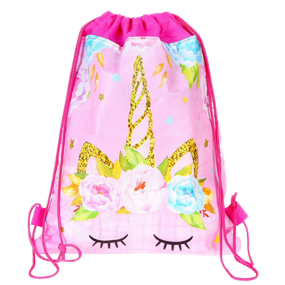 LEAN Schulschuhbeutel Gymnastik Einhorn Blumen Rosa 35x27cm