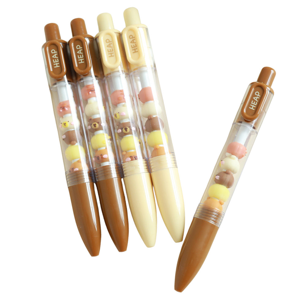 LEAN TOYS Kugelschreiber mit Capybara-Figur, Braun, Beige, Schwarze Mine – Produktabbildung 2
