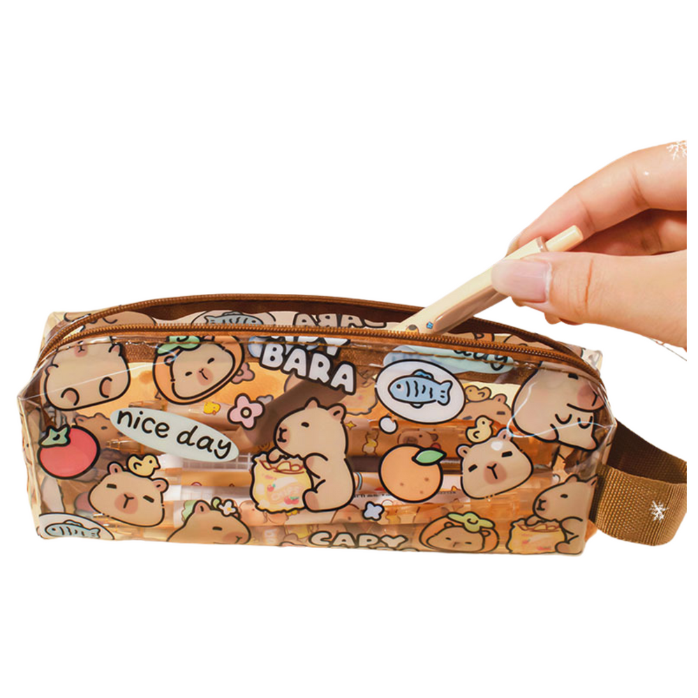 LEAN Kleines Federmäppchen für die Schule Capybara Transparent 19cm