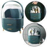 LEAN Kosmetik Organizer mit Öffnungsdeckel, transparent, zwei Schubladen, grün