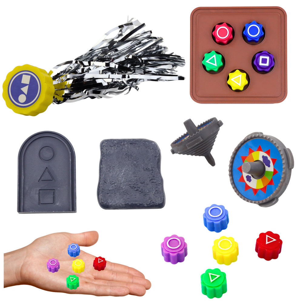 LEAN TOYS 4er Set Tintenfischspiel Traditionelle koreanische Spiele Würfel Kreisel