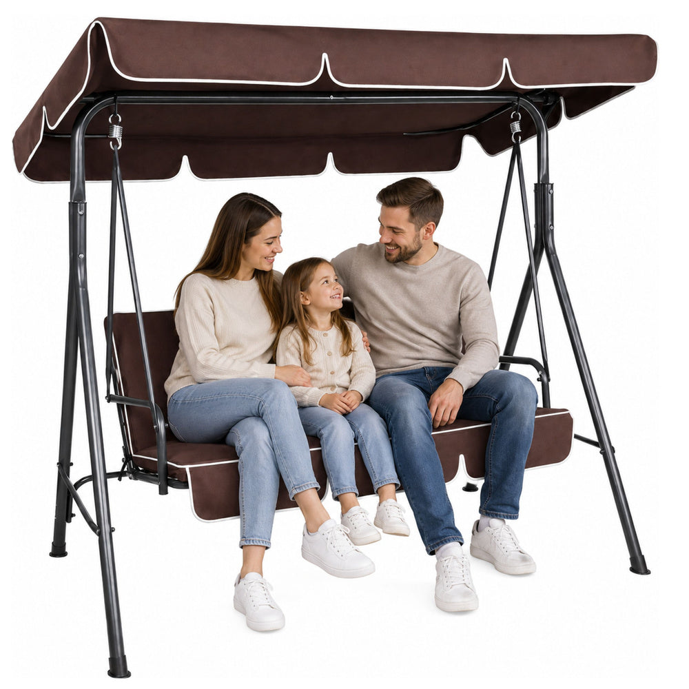 LEAN Drei-Personen-Gartenschaukel Schaukelkissen Matratze Braun – Produktabbildung 2