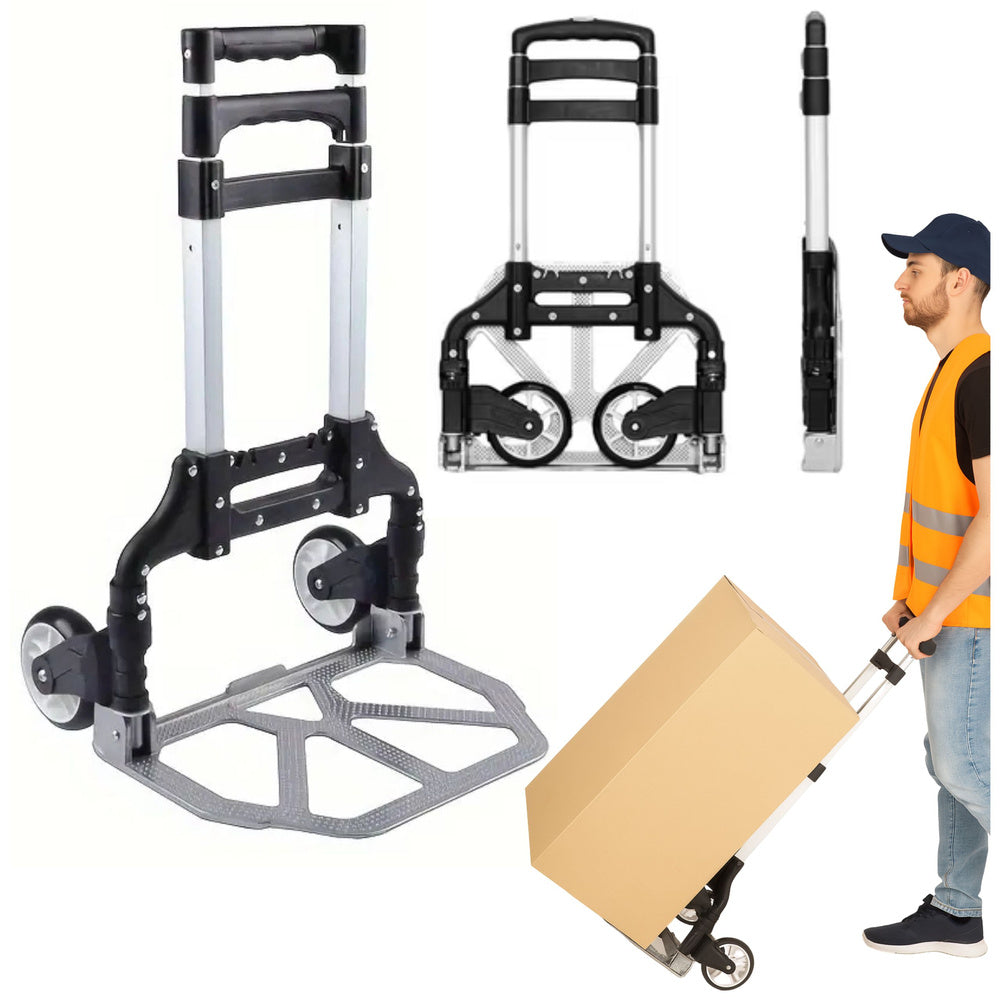 LEAN Leichter, zusammenklappbarer Lager-Transportwagen aus Aluminium, 70 kg