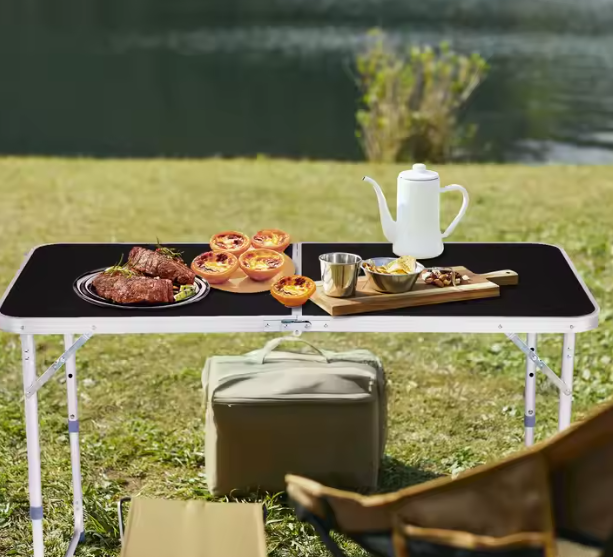 LEAN Klappbarer Campingtisch Verstellbar Aluminium Schwarz 120x60cm – Produktabbildung 8