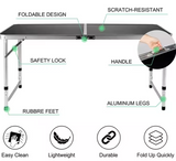 LEAN Klappbarer Campingtisch Verstellbar Aluminium Schwarz 120x60cm – Produktabbildung 6