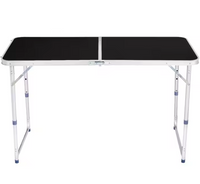 LEAN Klappbarer Campingtisch Verstellbar Aluminium Schwarz 120x60cm – Produktabbildung 3