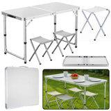 LEAN Klappbares Campingtisch-Set mit 4 Stühlen, Grau