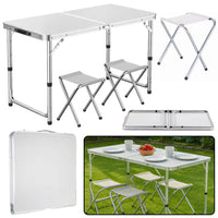 LEAN Klappbares Campingtisch-Set mit 4 Stühlen, Grau
