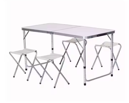 LEAN Klappbares Campingtisch-Set mit 4 Stühlen, Grau – Produktabbildung 2