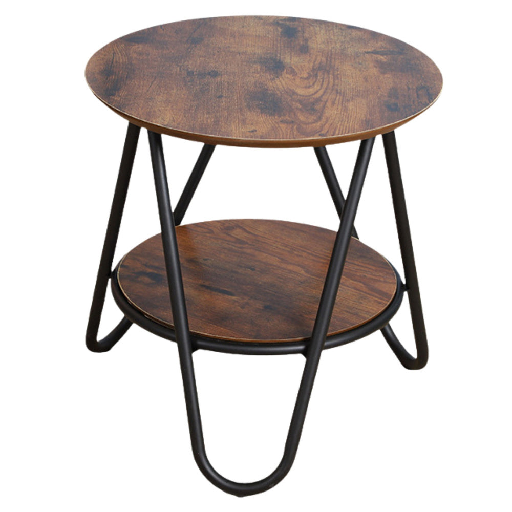 LEAN Runder Couchtisch mit zusätzlicher Ablage, Industrial Vintage, 40x42cm – Produktabbildung 2