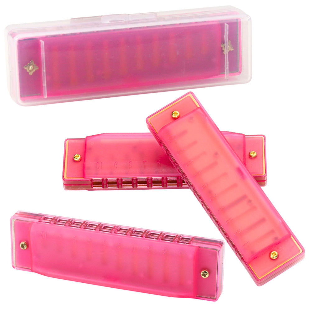 LEAN TOYS 10-Loch-Mundharmonika für Anfänger, rosa Etui