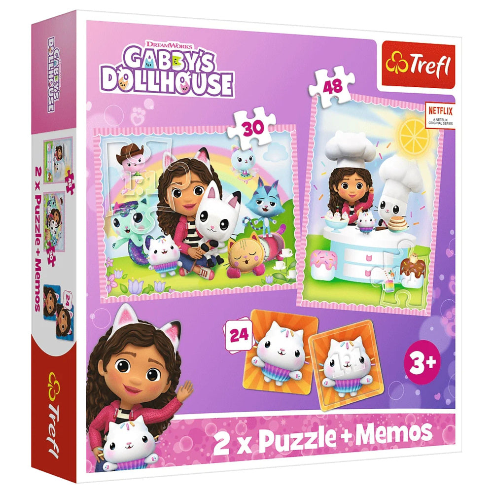 Trefl Puzzle Puzzle 4 in 1 Gabi mit ihrer Katzenfreundin Gabis Katzenhaus Trefl 93382