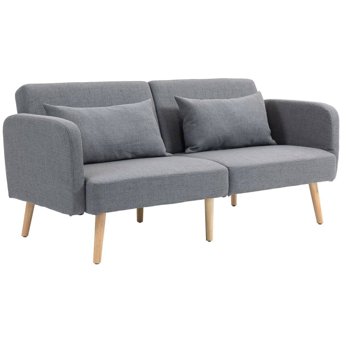 HOMCOM 3-Sitzer Schlafsofa, Gäste-Doppelbett, bis 240 kg, Klapplehnen, Holzrahmen, 170 x 83 x 80 cm, Grau