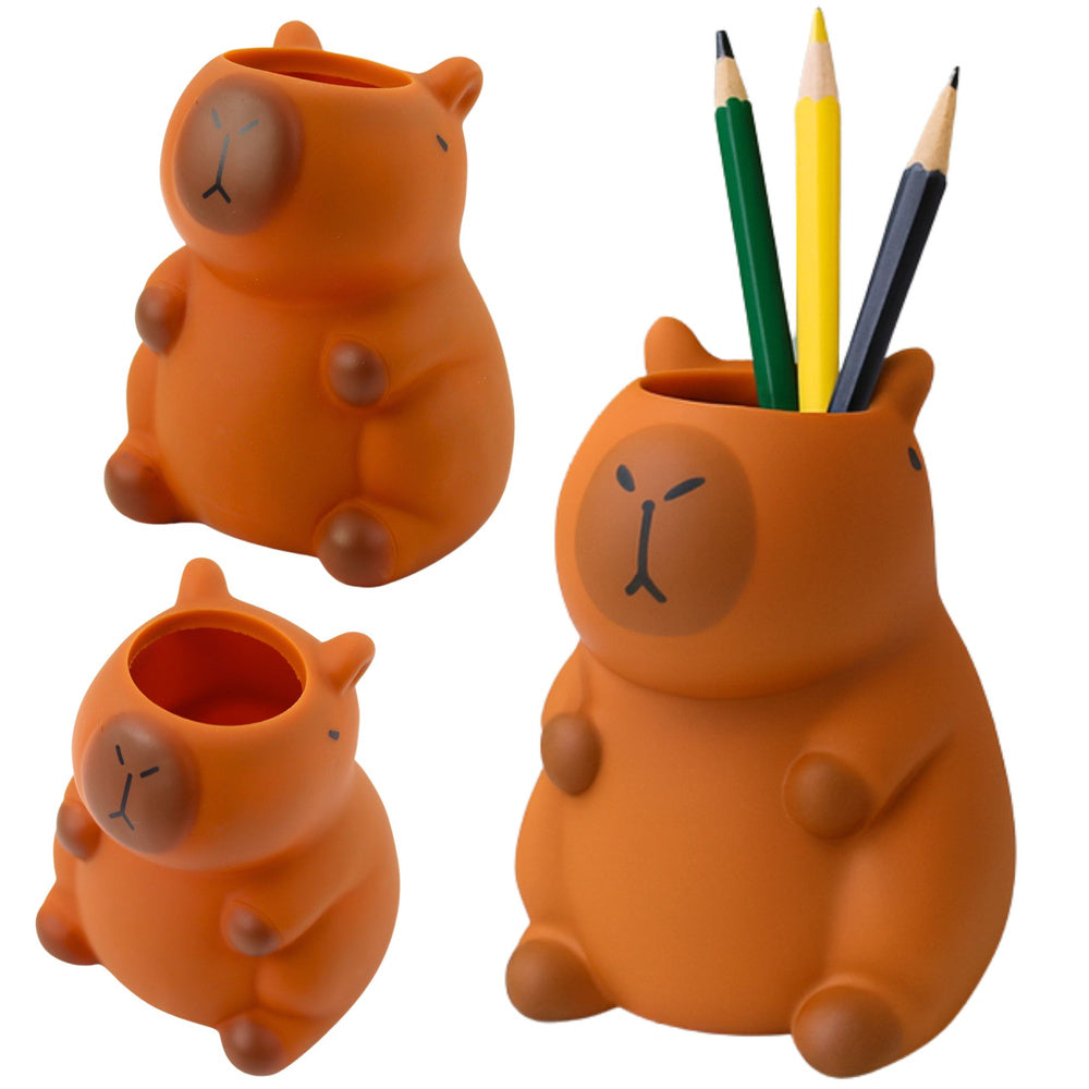 LEAN Capybara Stiftehalter-Figur, braun, 10 x 7 cm