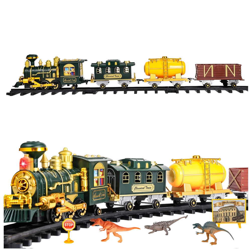 LEAN Toys Klassischer Zug mit Dinosauriern, Licht, Geräuschen und Rauch, 39-teilig – Produktabbildung 2