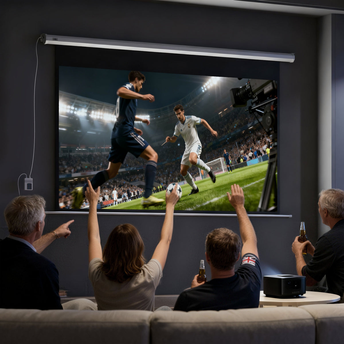 HOMCOM Beamer-Leinwand, Projektionsleinwand, 16:9, 100 Zoll, Fernbedienung, Motor – Produktabbildung 2