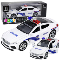 LEAN Toys Polizeiauto öffnet Türen, Blaulicht, Geräusche, Weiß