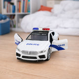 LEAN Toys Polizeiauto öffnet Türen, Blaulicht, Geräusche, Weiß – Produktabbildung 3