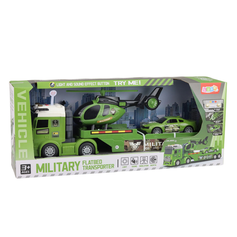 LEAN Toys Militärset: Militär-LKW, Abschleppwagen, Auto, Hubschrauber, Lichter, Sound – Produktabbildung 6