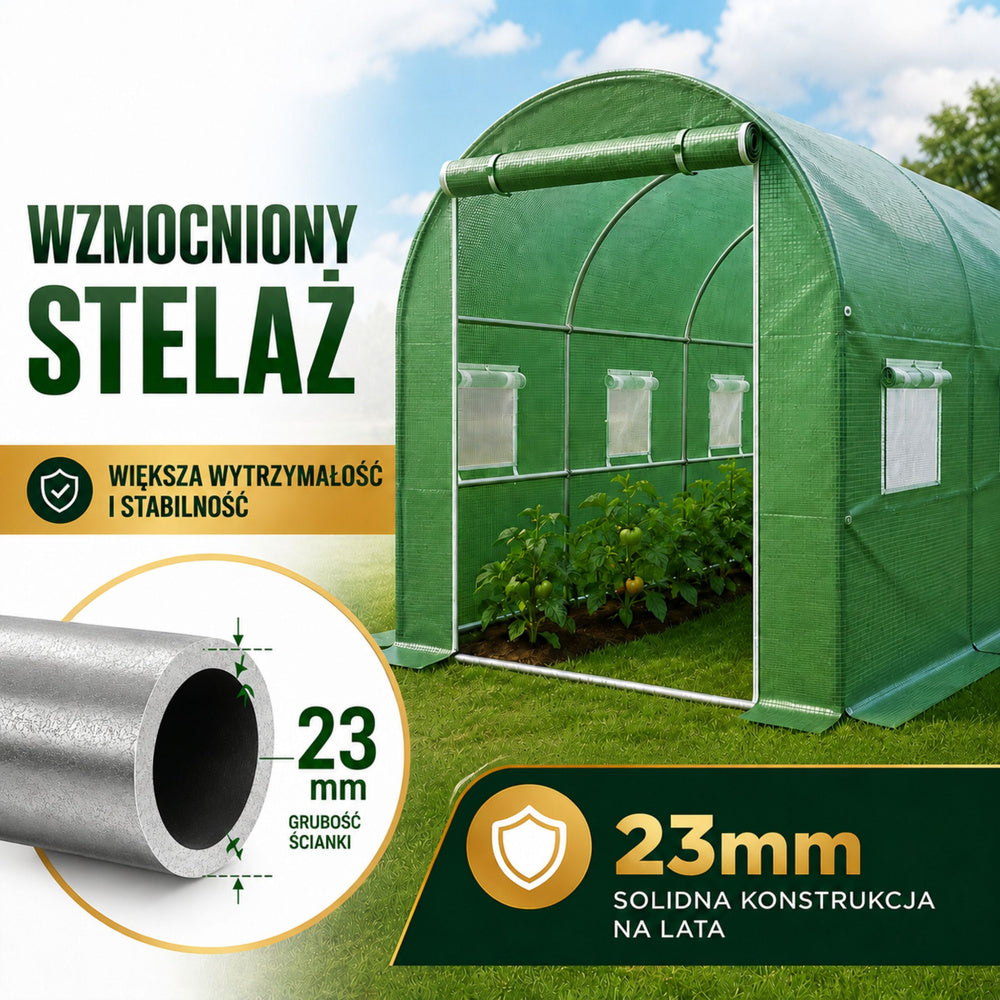 LEAN Folientunnel-Gartengewächshaus PRO Rahmen 25 mm 6 x 3 x 2 m 18 m² – Produktabbildung 11