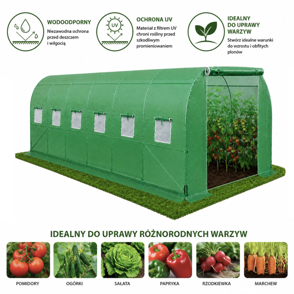 LEAN Folientunnel-Gartengewächshaus PRO Rahmen 25 mm 10 x 3 x 2 m 30 m² – Produktabbildung 8