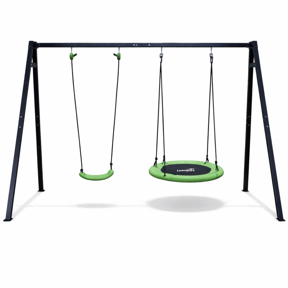 LEAN Sport Gartenschaukel Storchennest-Sitz 2-in-1-Gestell Schwarz 260x173 cm – Produktabbildung 2