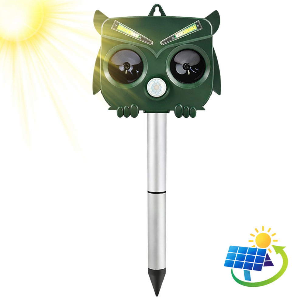 Solarbetriebener Eulen-Tiervertreiber mit Bewegungssensor, Ultraschall-LEDs