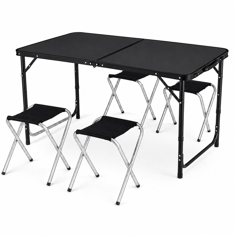 LEAN Campingmöbelset, Klapptisch, 4 Hocker, schwarzer Koffer – Produktabbildung 4