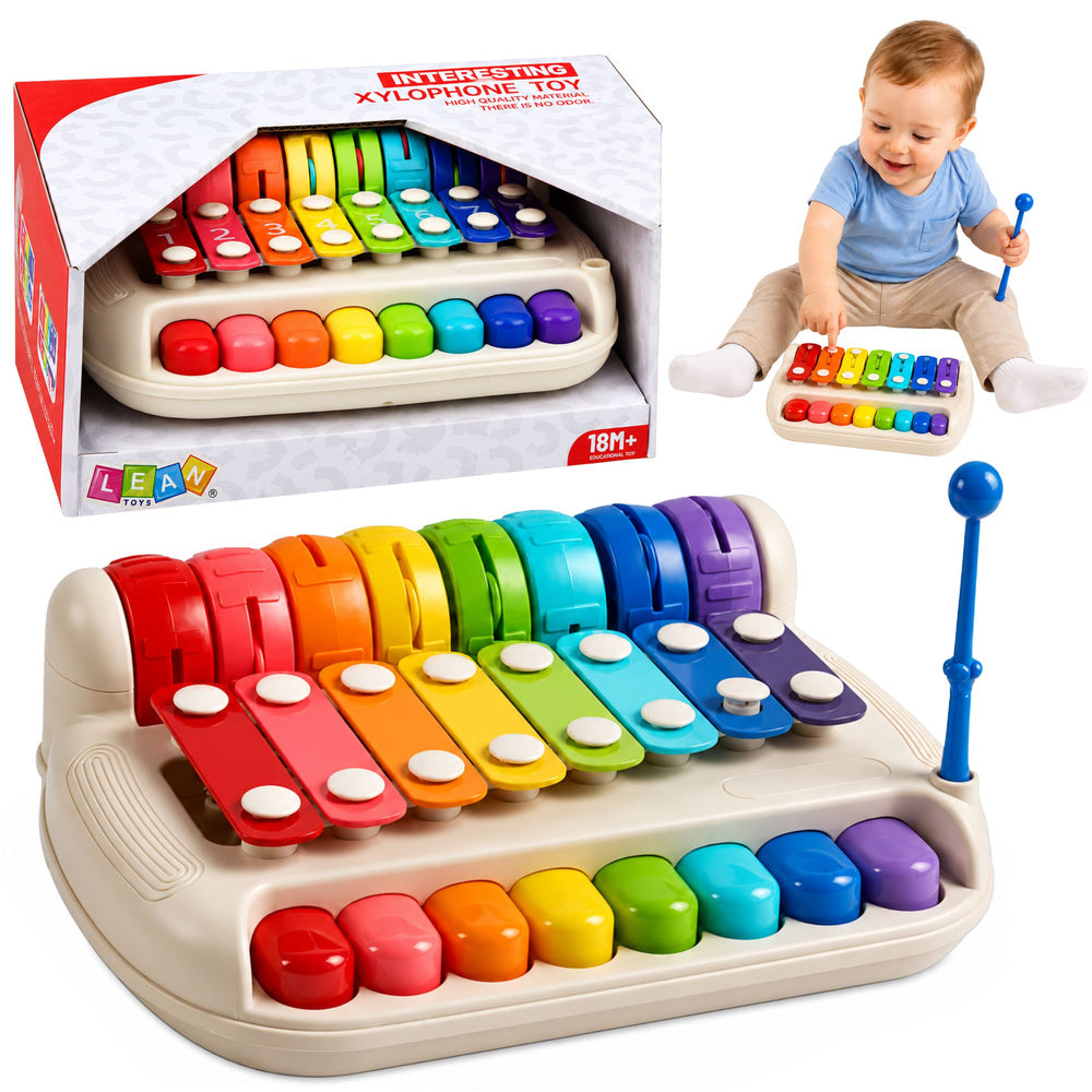 Kinder-Xylophon-Klavier, farbenfrohes Musikinstrument, 2-in-1-Schlagzeugstock