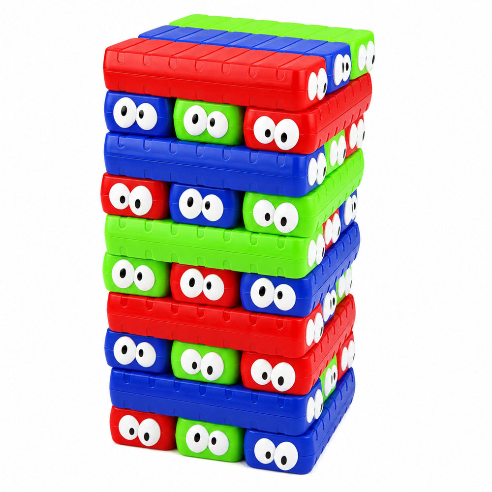 LEAN Toys Geschicklichkeitsspiel Turm aus Blöcken mit Ösenwürfeln, bunt, 30 Stück – Produktabbildung 2